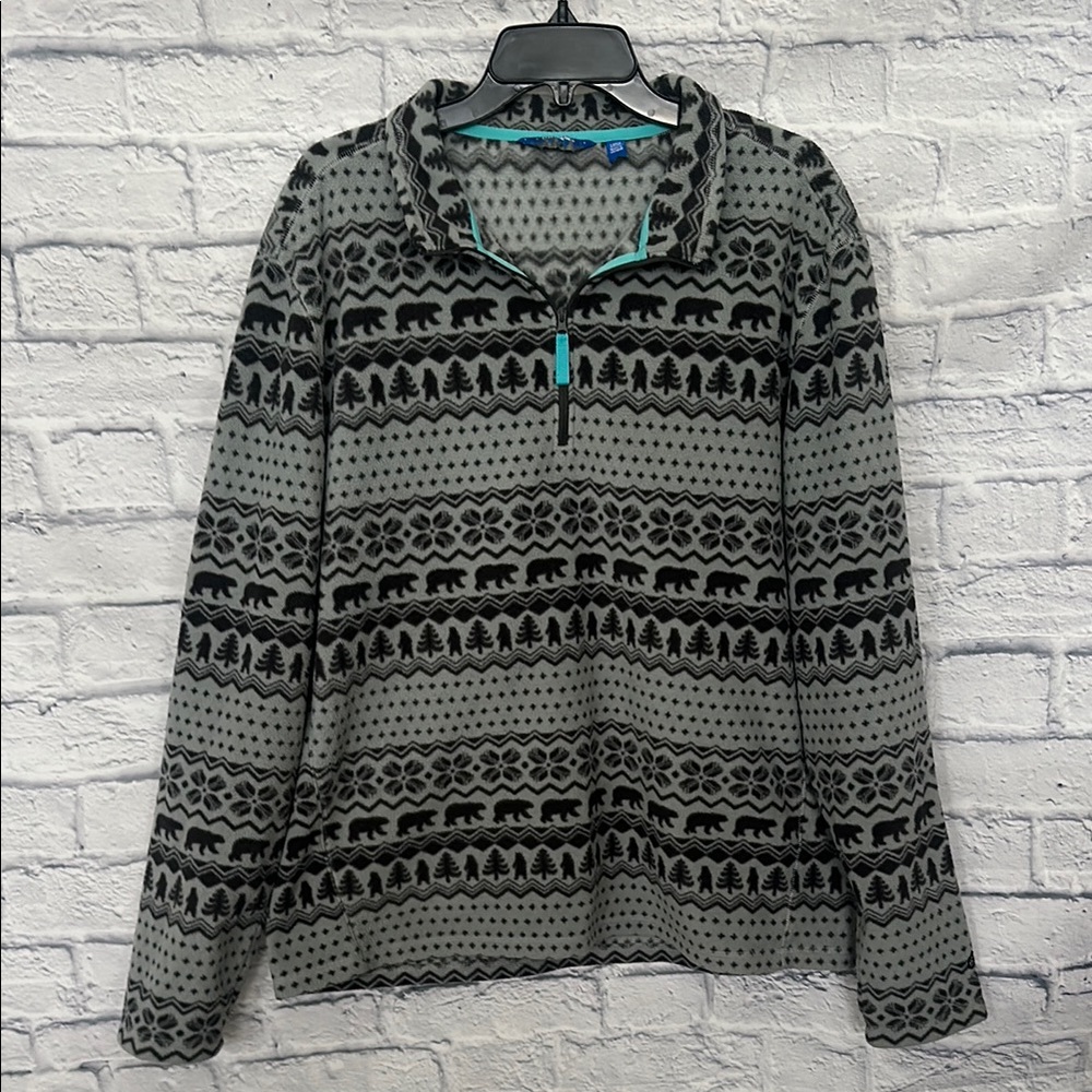 Chubbies Men's “Bear Hug” Gray Patterned Quarter zip fleece pullover